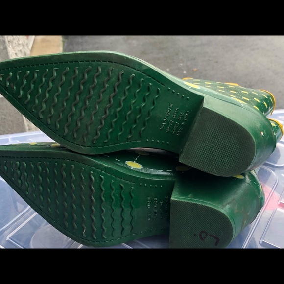 Stadium Stompers Women's Green Yellow Rubber Wellies knee High Boots Size 6 - Picture 13 of 13